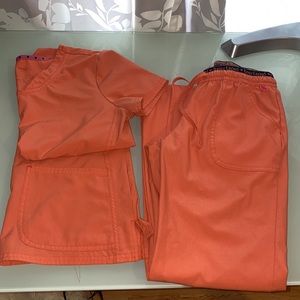 HeartSoul scrub set pants SP top XS Coral color
